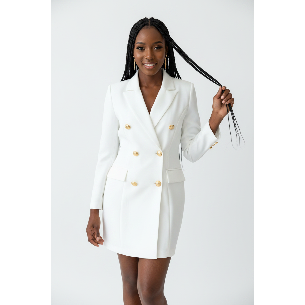 V-Neck Double Breasted Slim-Fit Blazer Dress