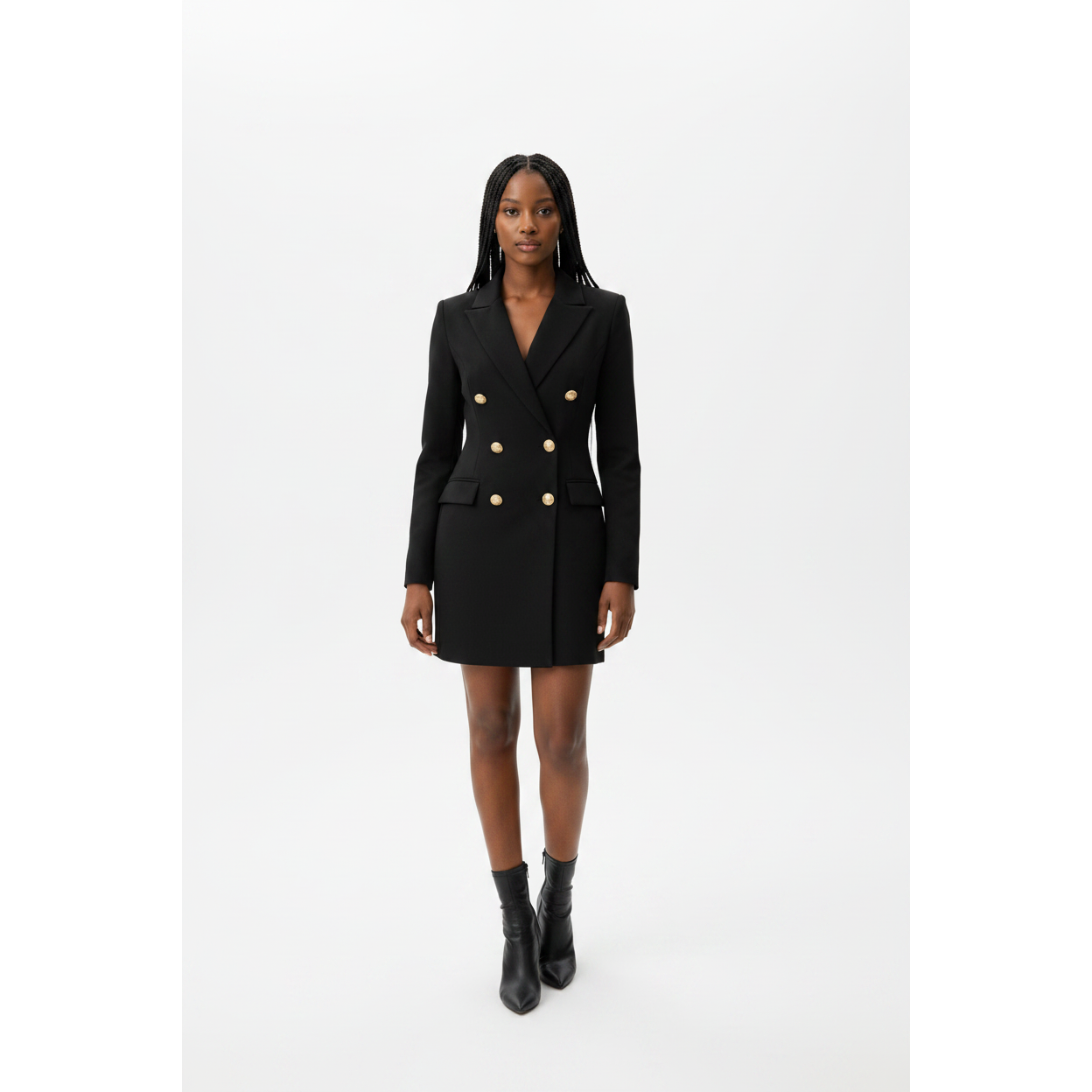 V-Neck Double Breasted Slim-Fit Blazer Dress