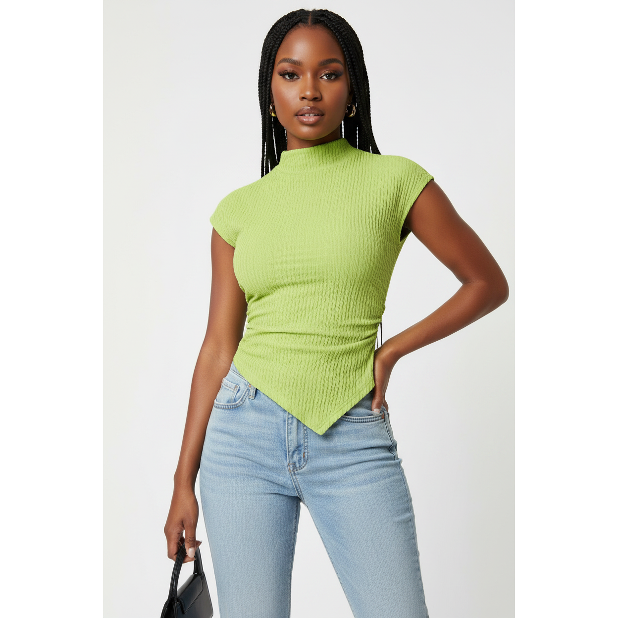 Elegant Cap Sleeves Asymmetric Top