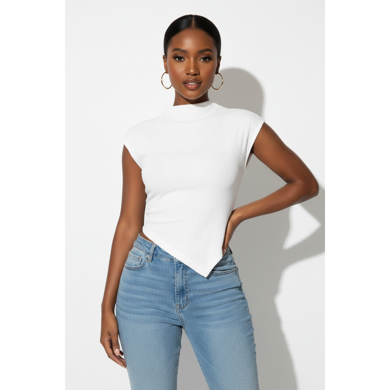 Elegant Cap Sleeves Asymmetric Top