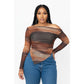 Trendy Off-Shoulder Mesh Long Sleeve Top
