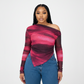 Trendy Off-Shoulder Mesh Long Sleeve Top