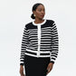 Ladies Knitted Wide Stripe Crewneck Cardigan