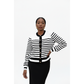 Ladies Knitted Wide Stripe Crewneck Cardigan