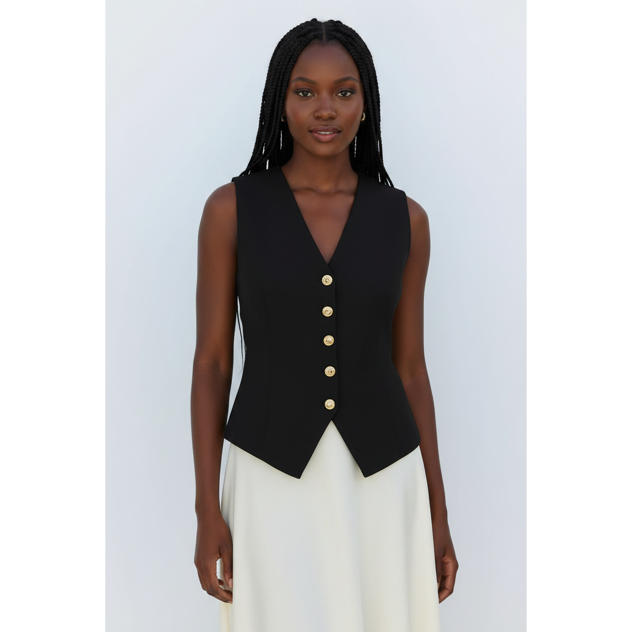 Women's Sleeveless Button Panel Vest