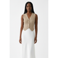 Sleeveless V-Neck Ribbed Knit Vest Top