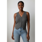 Sleeveless V-Neck Ribbed Knit Vest Top