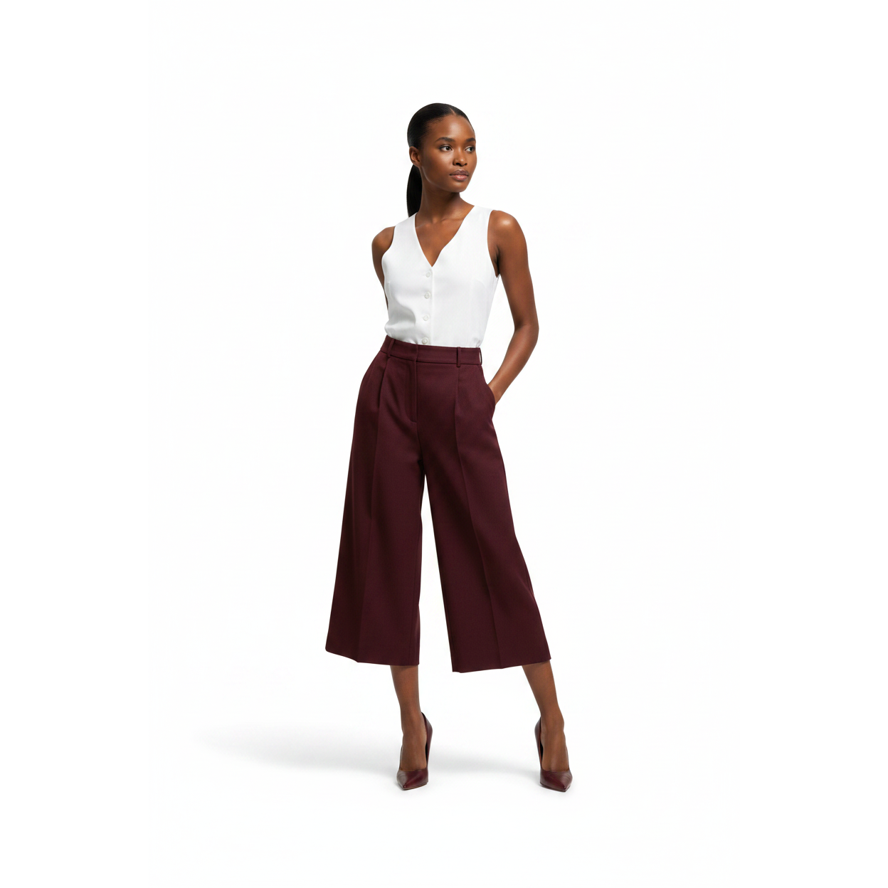 Formal Down The Knee Culotte Pants