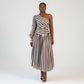 Striped One-Shoulder Asymmetric Maxi Dress