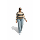 Ladies Striped Collared Golfer Top