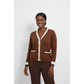 Classic V-Neck Knitted Trim Cardigan