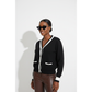 Classic V-Neck Knitted Trim Cardigan