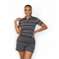 Ladies Striped Short-Sleeve Knit Golf Top