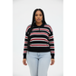 Ladies Long Sleeve Striped Knit Golf Sweater