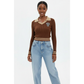 Sporty Varsity-Style Crop Knitted Sweater