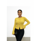 Stylish Crew Neck Knit Bell Flare Sleeve Top