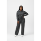 Womens Fleece Sportswear Sweatshirt & Wide Leg Pants Set