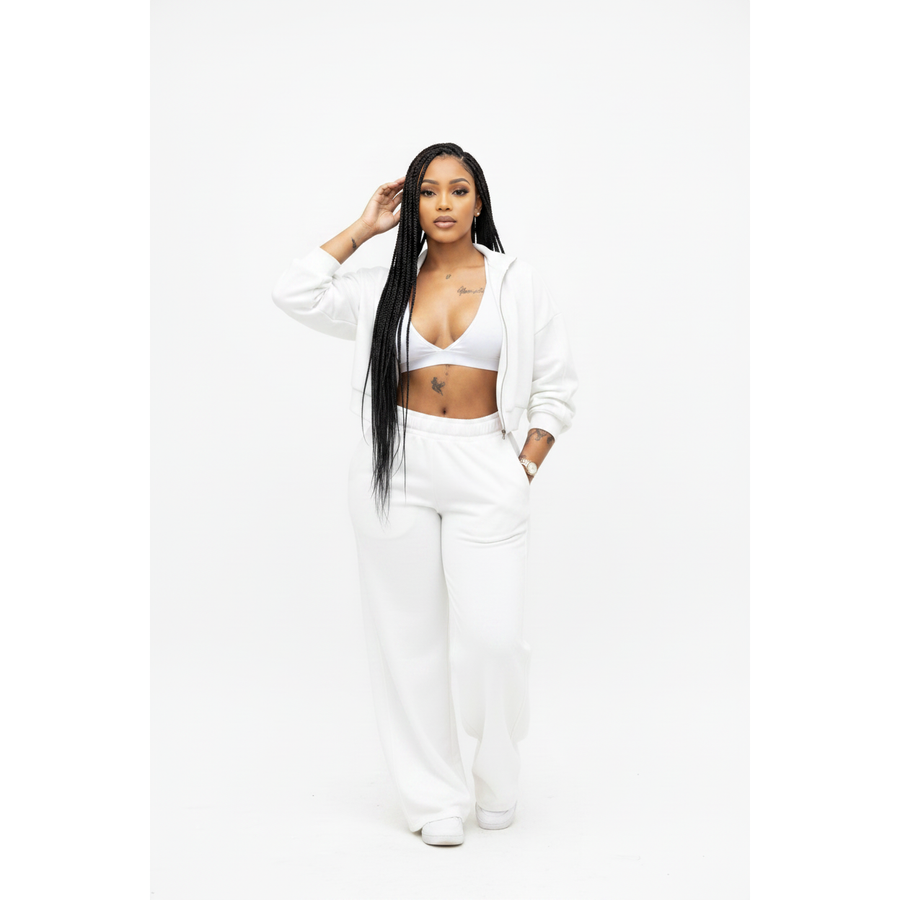 Womens Zip-Through Jacket & Wide-Leg Pants