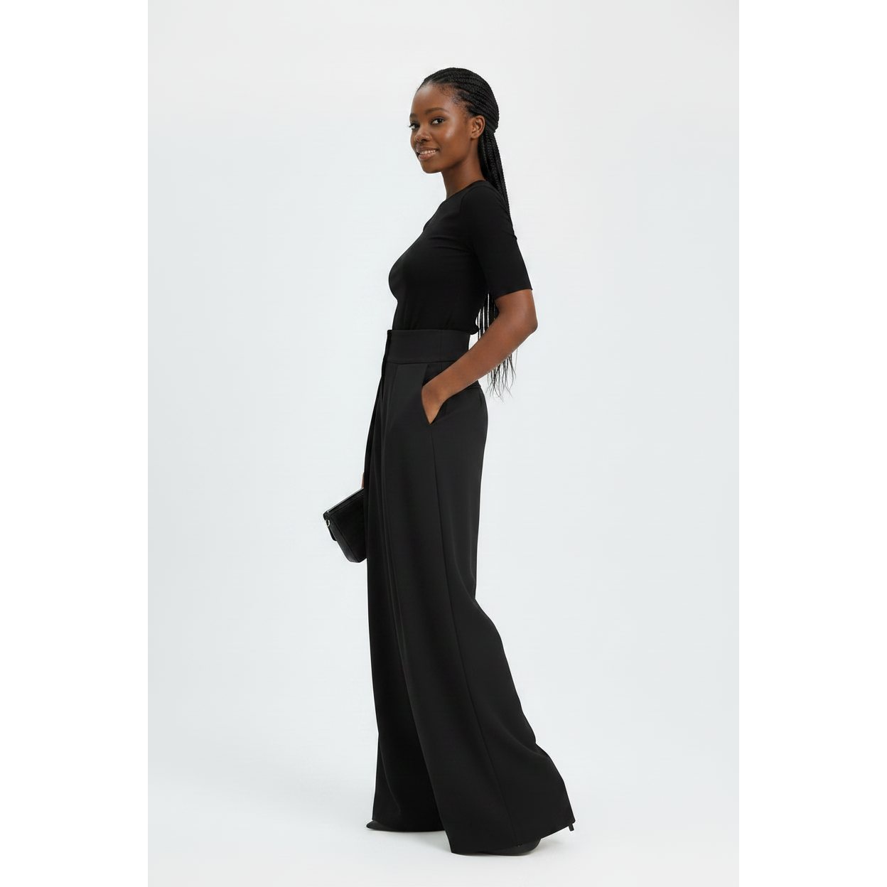 Elegant Front Pleat Drape Relaxed-Fit Pants