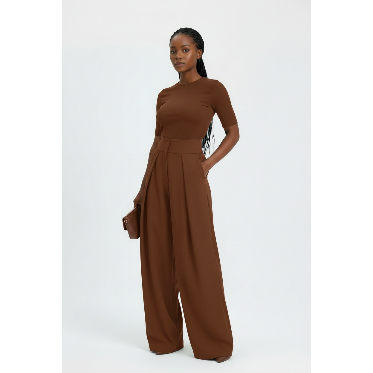 Elegant Front Pleat Drape Relaxed-Fit Pants