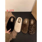 Womens Plush Fur Closed Toe Slippers