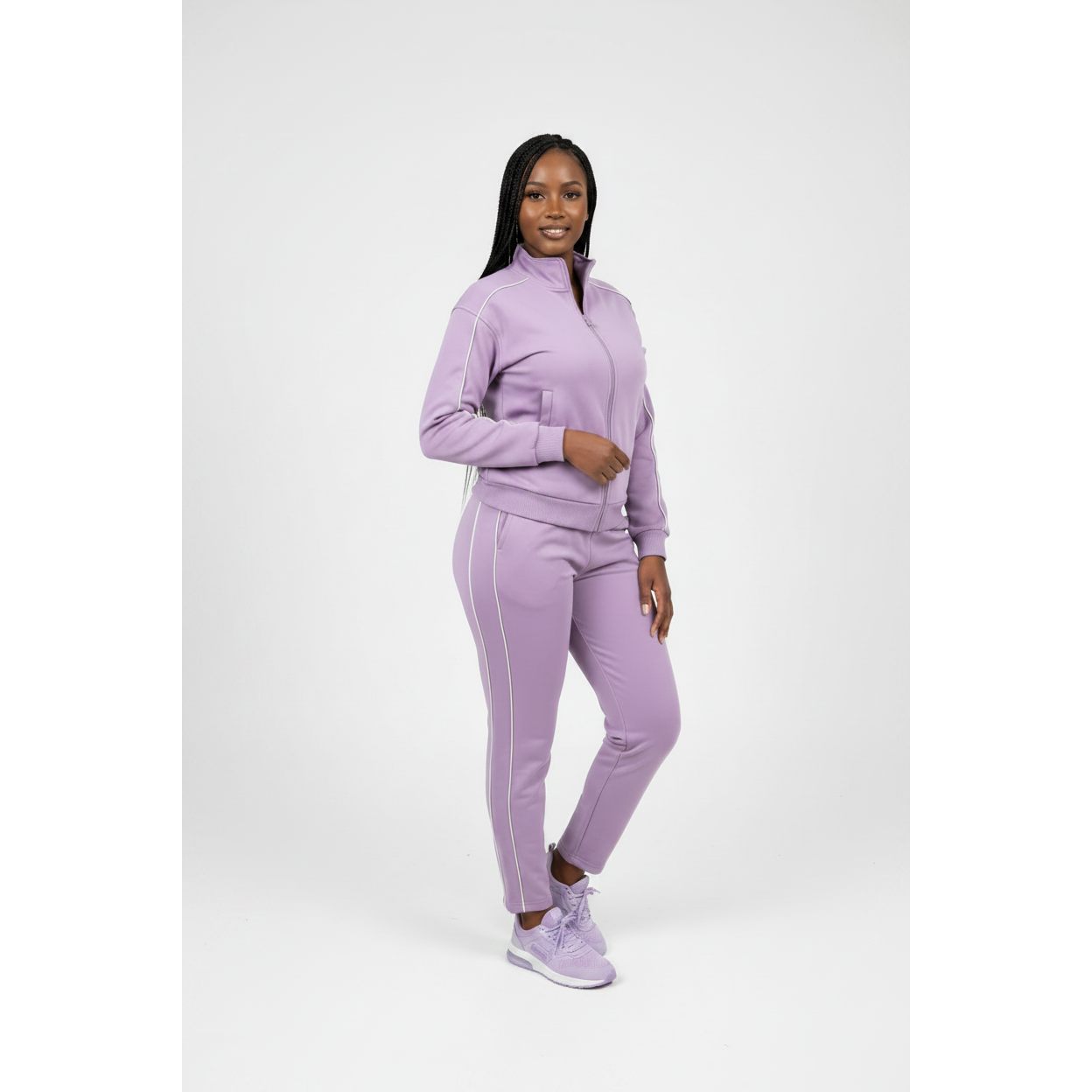 Womens Zip-Through Jacket & Wide-Leg Pants