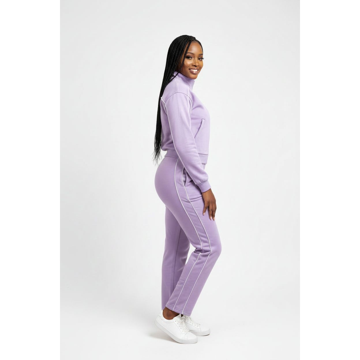 Womens Zip-Through Jacket & Wide-Leg Pants