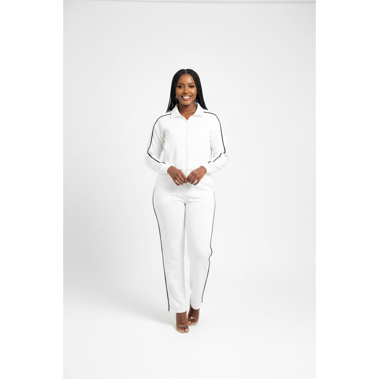 Womens Zip-Through Jacket & Wide-Leg Pants