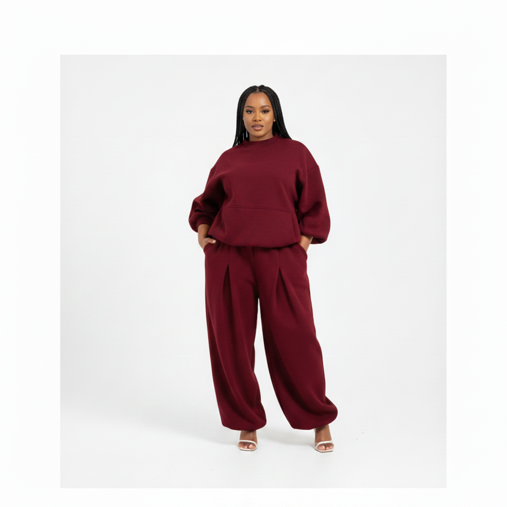 Womens Cozy Oversized Hoodie & Loose Wide-Leg Pants