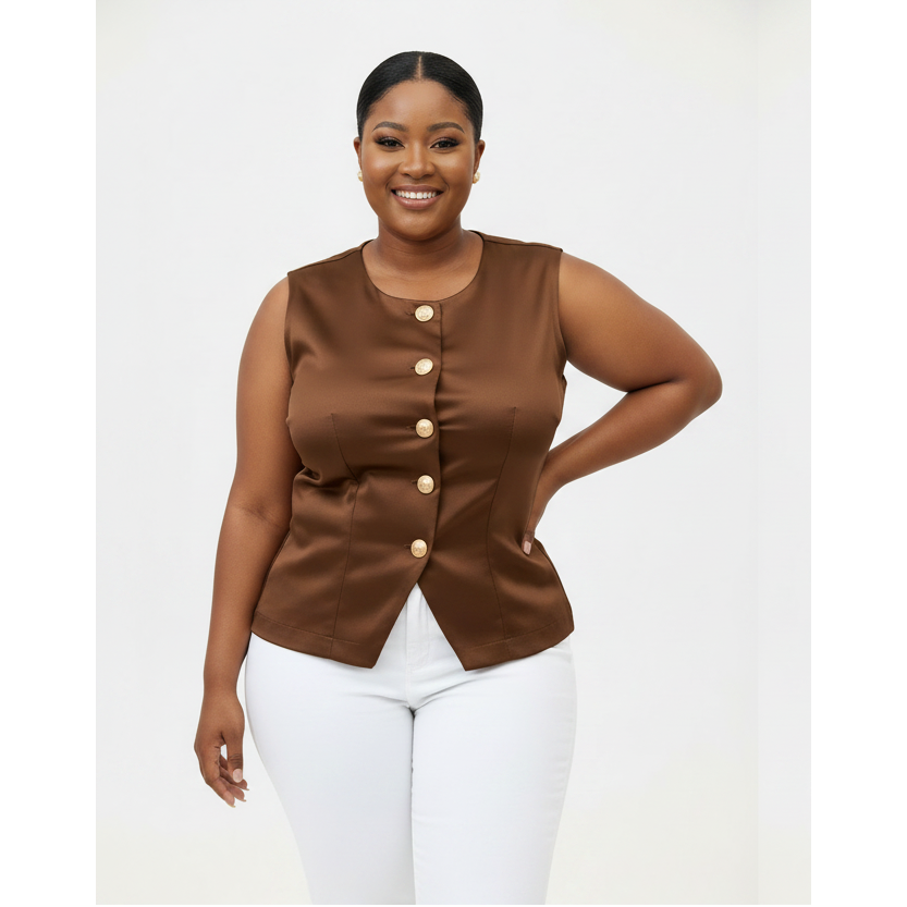 Women's Plus Size Single-Breasted Tailored Fit Vest