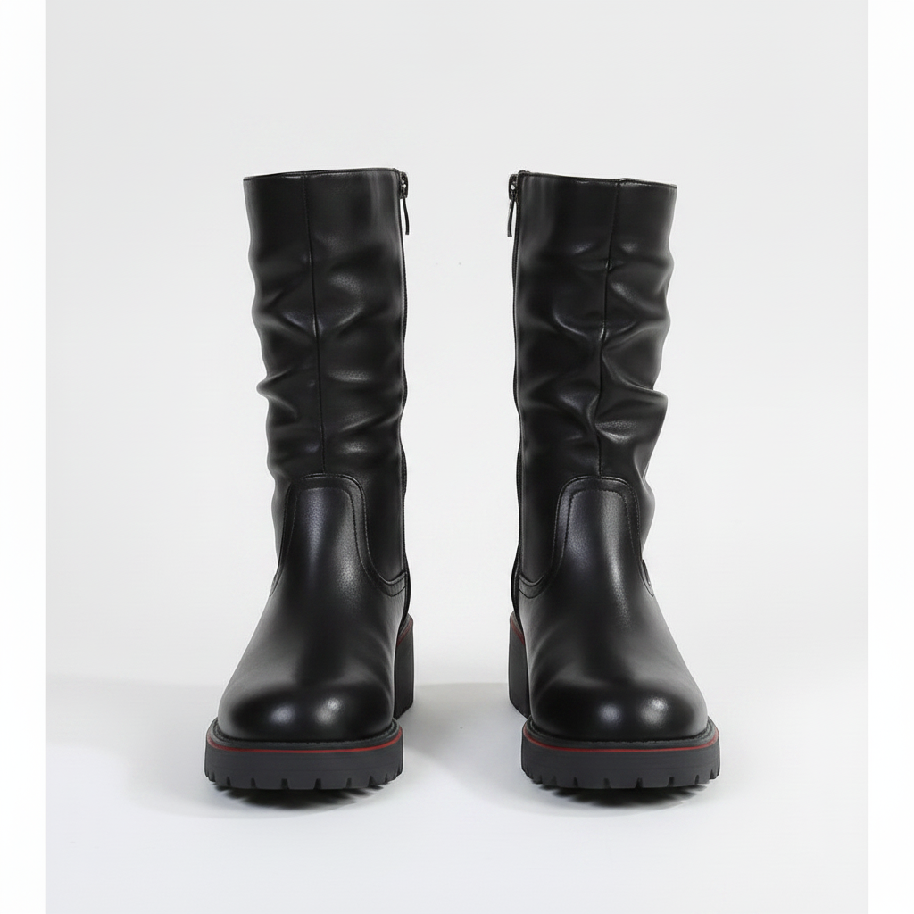 Women's Faux Leather Slouchy Mid-Calf Boots