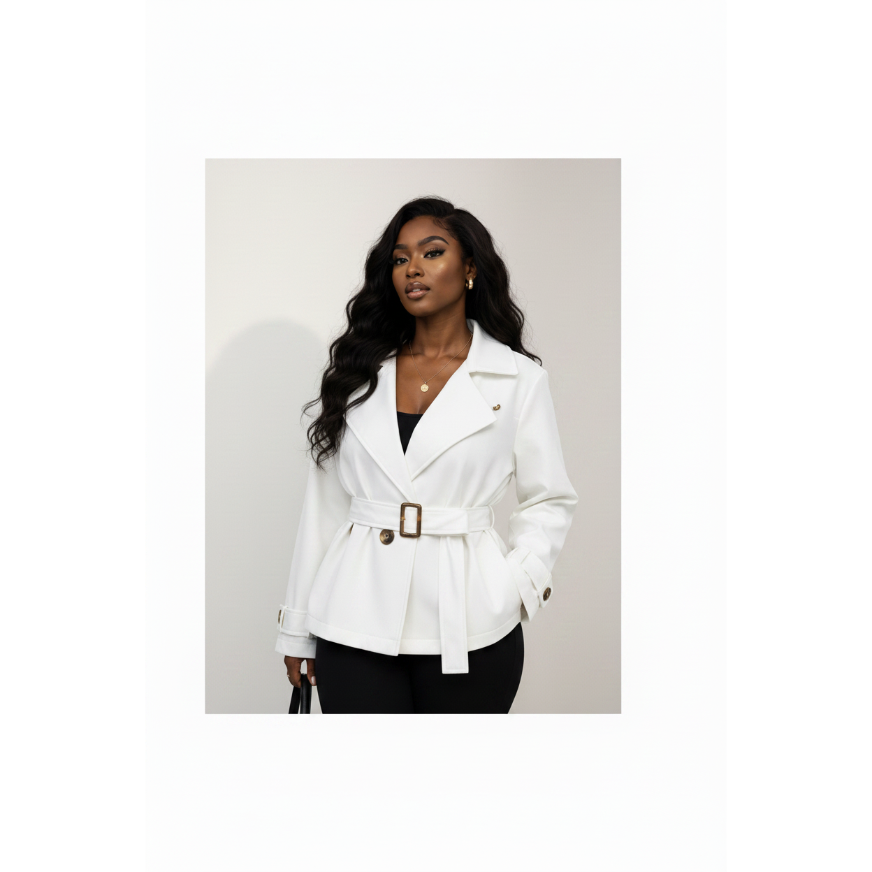 Plus Size Short Double-Breasted Trench Coat