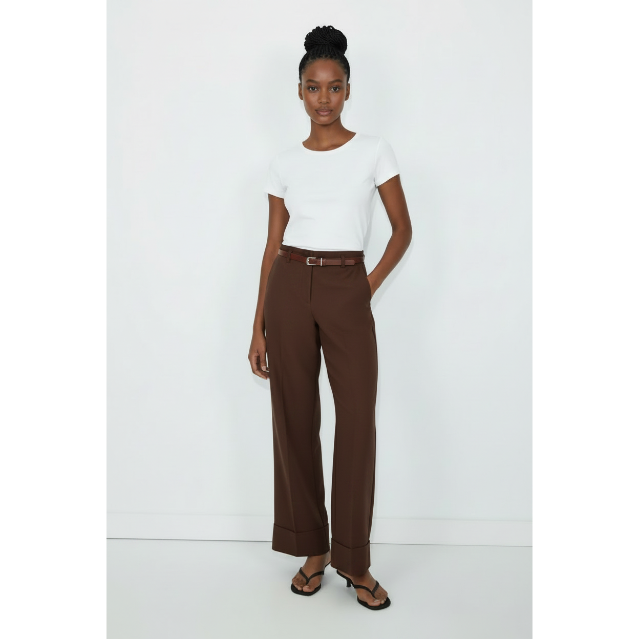 Ladies High Waist Turn-Up Formal Pants