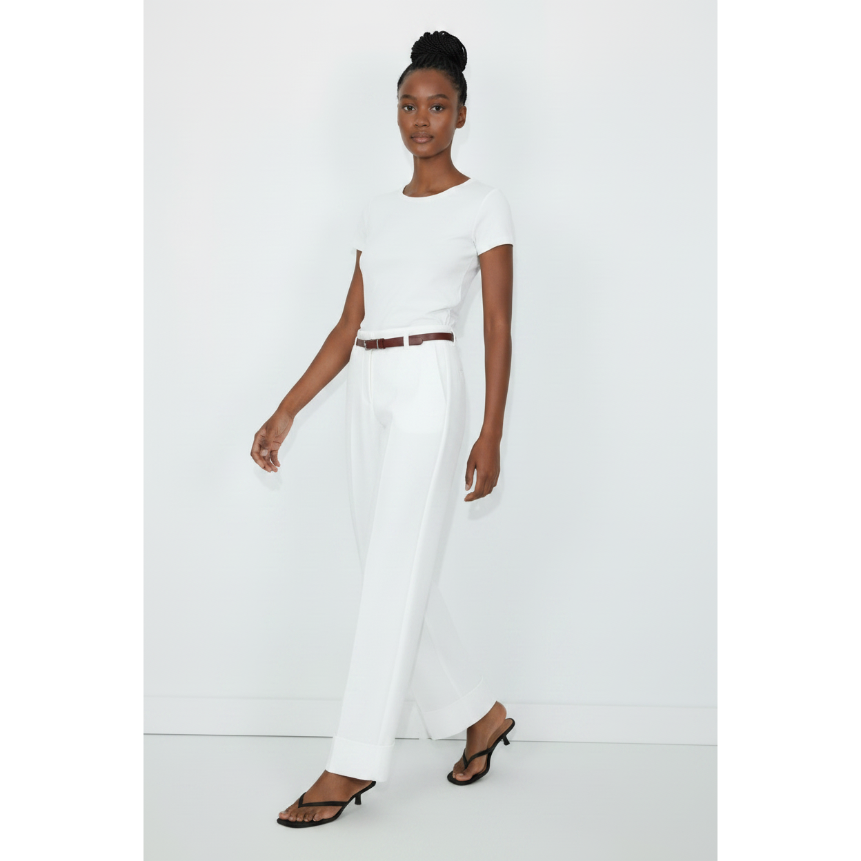Ladies High Waist Turn-Up Formal Pants