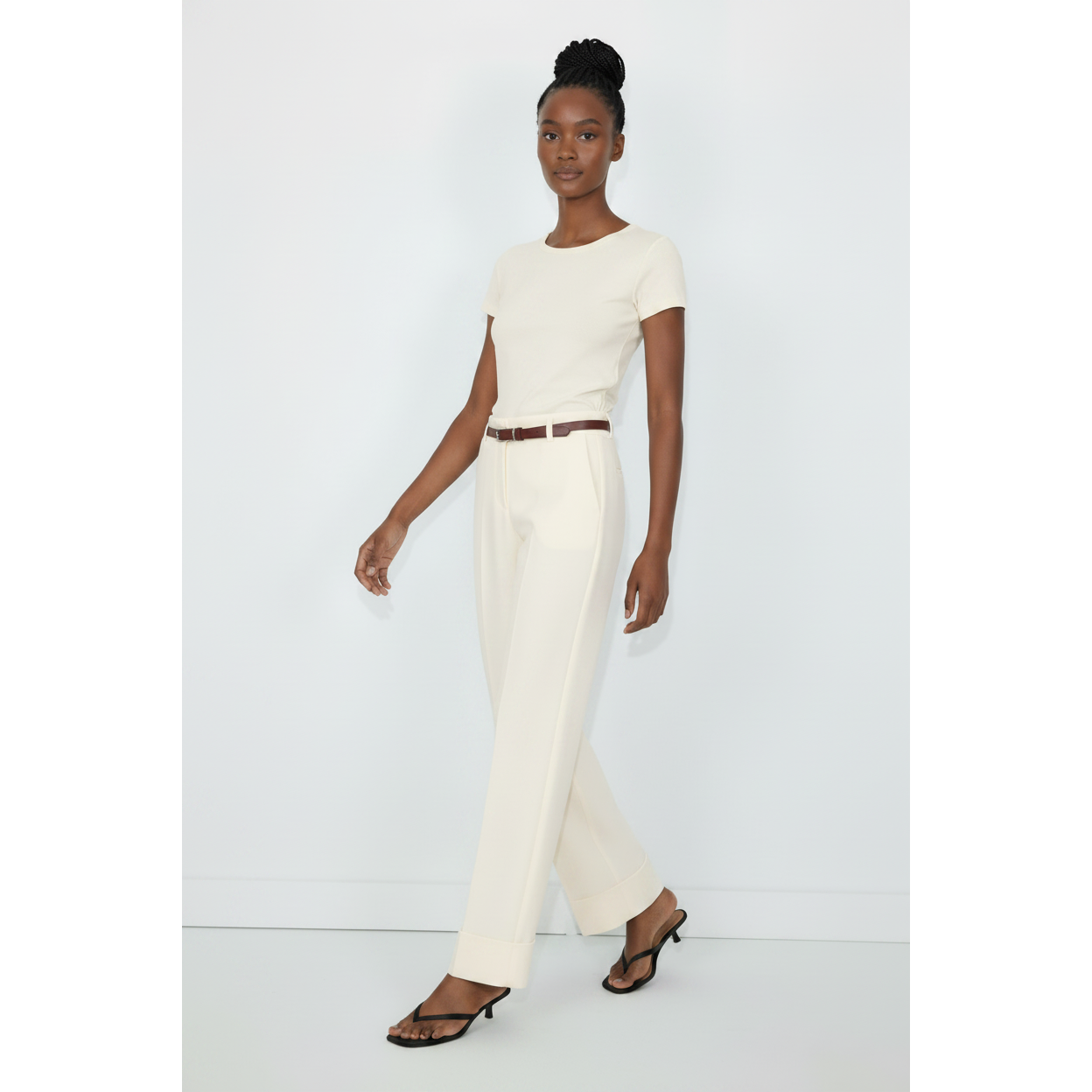 Ladies High Waist Turn-Up Formal Pants