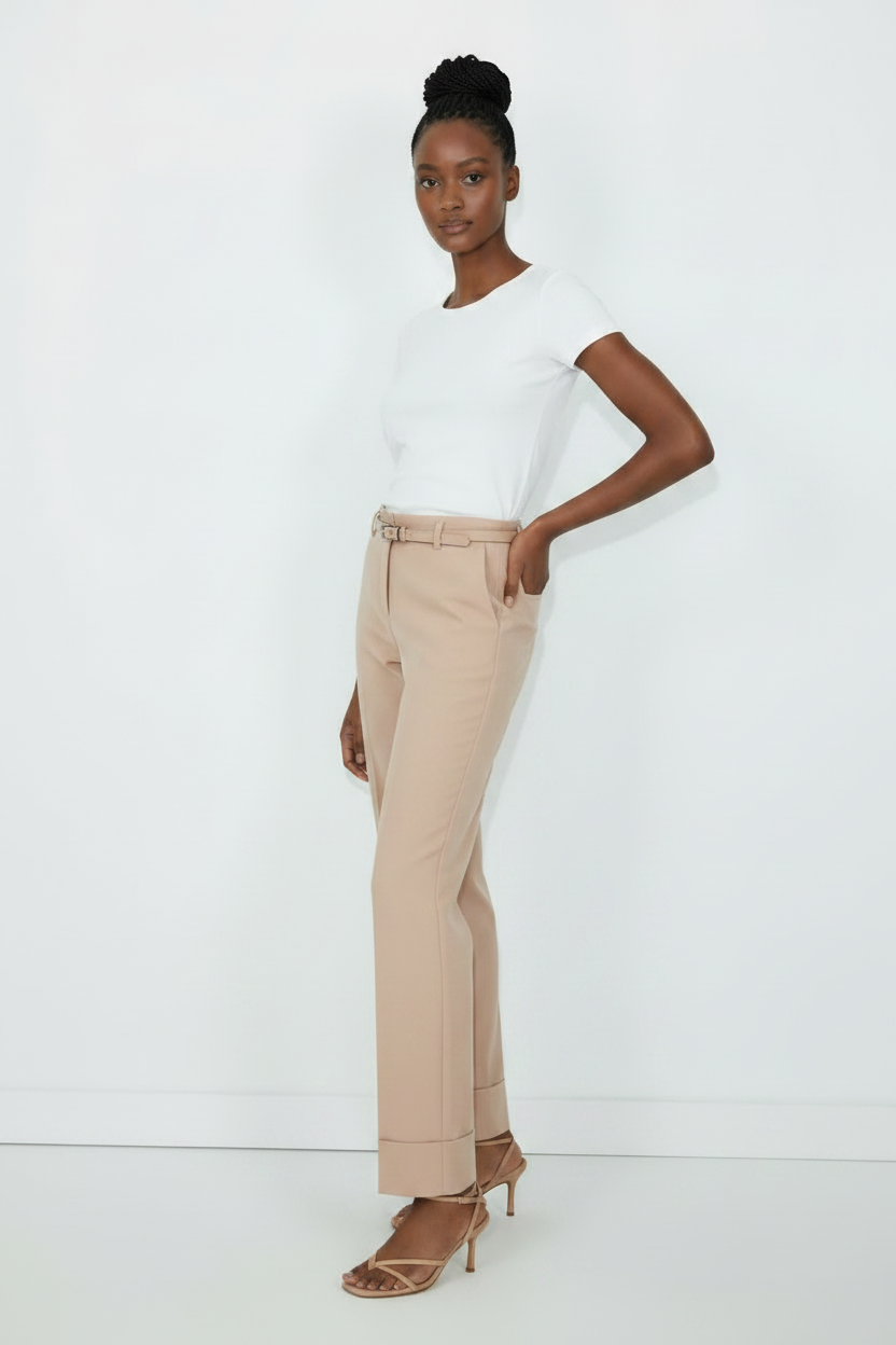 Ladies High Waist Turn-Up Formal Pants