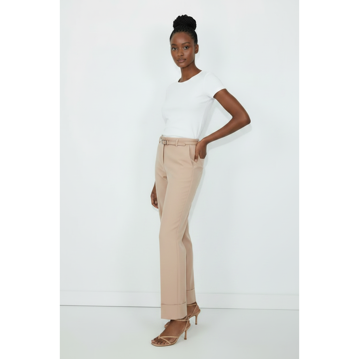 Ladies High Waist Turn-Up Formal Pants