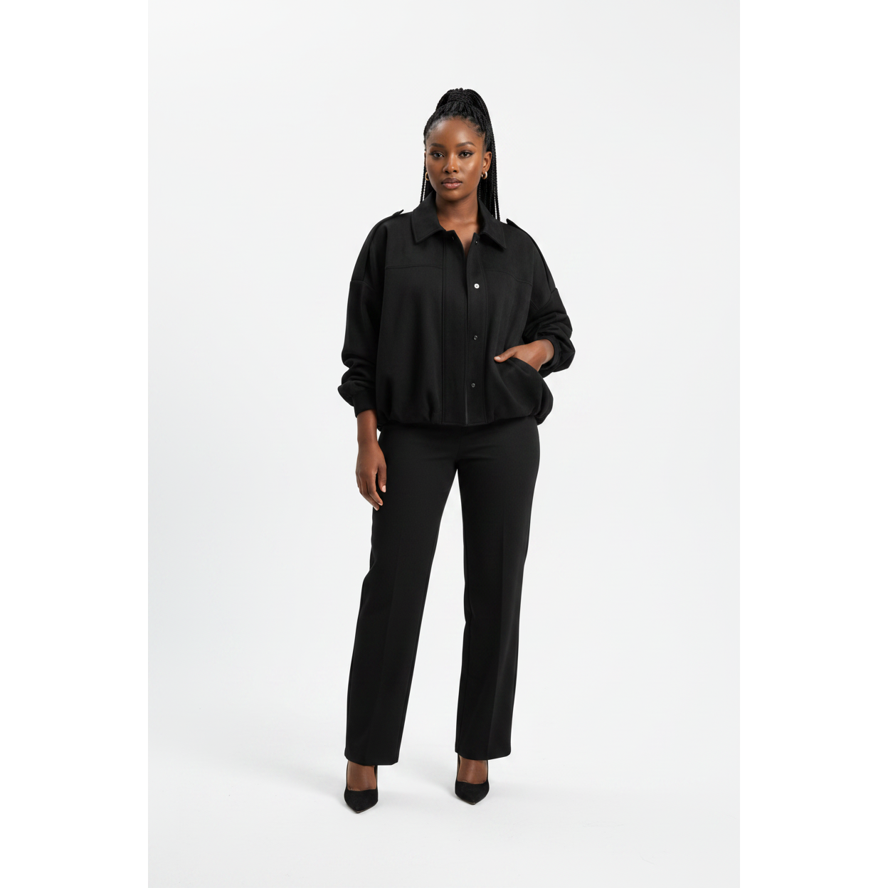Trendy Oversized Faux Suede Bomber Jacket