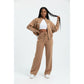 Ladies Cropped Zip-Up Jacket & Wide-Leg pants