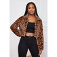 Leopard Print Faux Fur Cropped Jacket