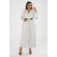 Plus Size Elegant Waist-Cinching Pleated Maxi Dress