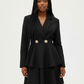 Ladies Tiered Pleated Double Button Mini Dress