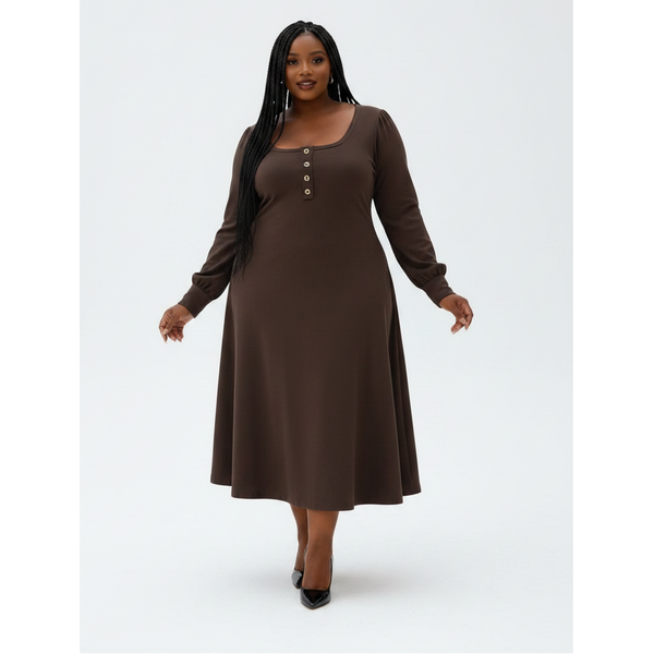 Plus Size Long Sleeve Square-Scoop Maxi Dress – YELLOW SUB TRADING