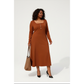 Plus Size Long Sleeve Square-Scoop Maxi Dress