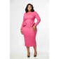 Classy Plus Size Bow Ruffle Pencil Dress