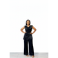 Satin Sleeveless Drape-Neck Top & High Waist Pants Set