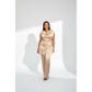 Satin Sleeveless Drape-Neck Top & High Waist Pants Set