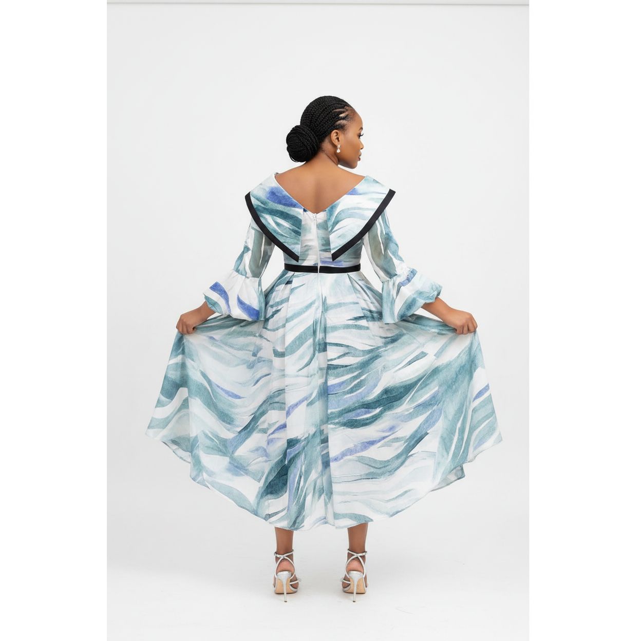 Plus Size Abstract Print Midi Dress