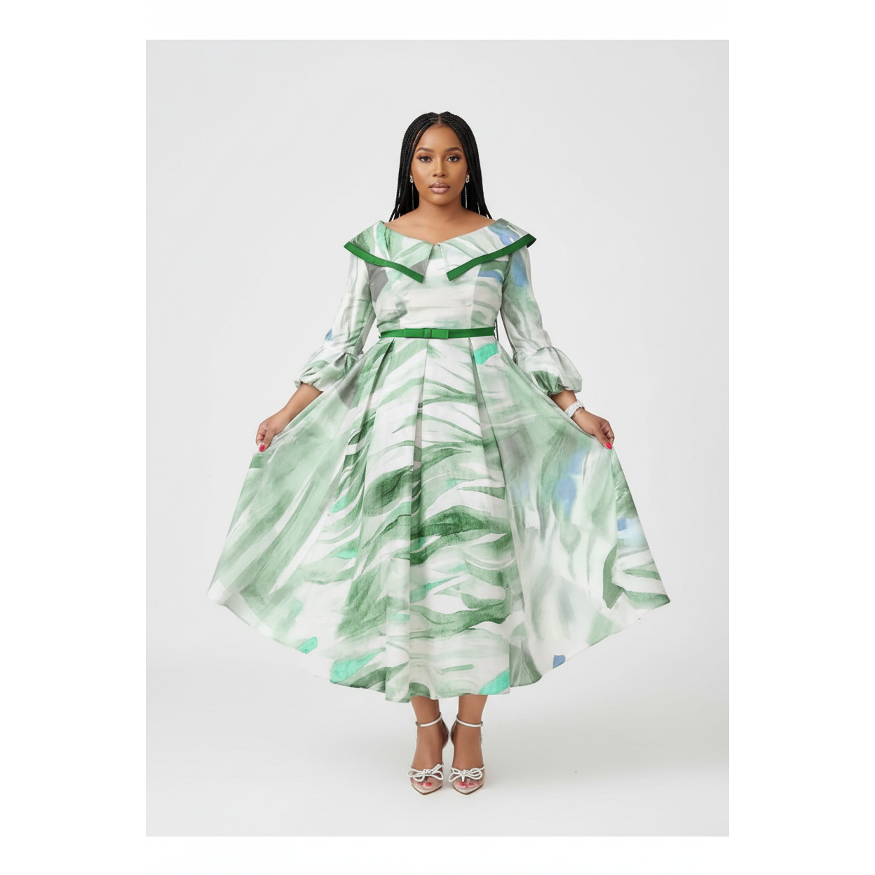 Plus Size Abstract Print Midi Dress