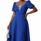 Elegant Plus Size Embellished V-Neckline Midi Dress
